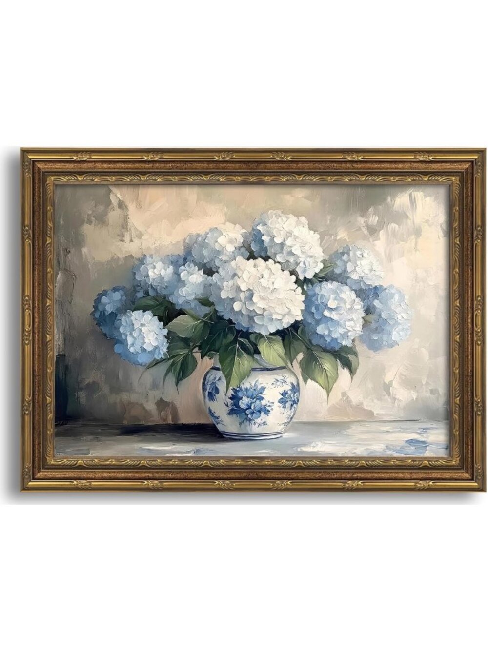 Framed Vintage Hydrangea Canvas Art - Rustic Farmhouse Floral Decor for Living